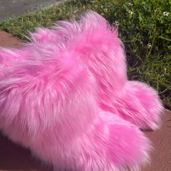 Women’s winter fluffy faux fox far plush warm snow boots luxury footwear girls - Picture 4 of 5